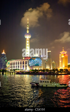 View of Shanghai Pudong Skyline at night Stock Photo