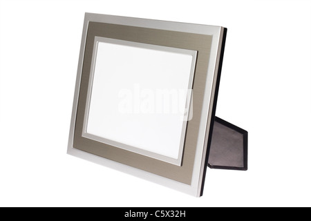 Metallic silver photo frame isolated on white background Stock Photo