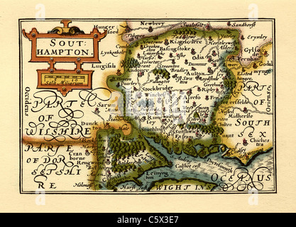 Southamptonshire (Southampton) - Old English County Map by John Speed, circa 1625 Stock Photo