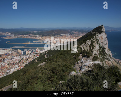 The famous Gibraltar rock and sea. Stock Photo