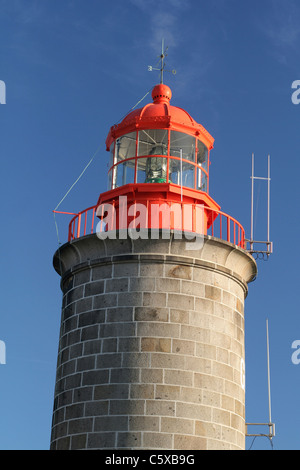 Lighthouse at the point of the Roc, in Granville (Manche, Normandy, France). Stock Photo