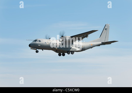 EADS Casa C-295 Medium size military transport aircraft T.21-09 from the Spanish Air Force arrives at RAF Fairford for the RIAT Stock Photo