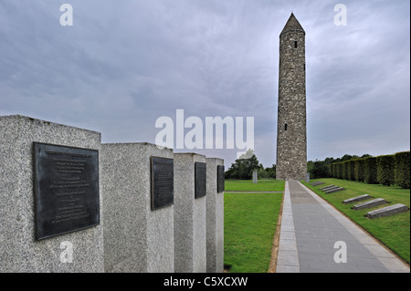 The Island of Ireland Peace Park and Irish Tower of Peace, World War One 14-18 site at Mesen, Belgium Stock Photo