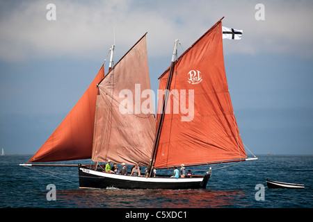 The undecked working boat called 'Ar Jentilez' (Brittany - France). Stock Photo