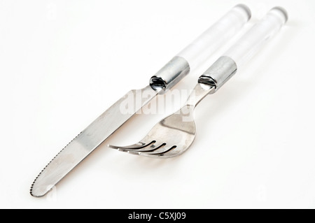 Isolated fork and knife on white background Stock Photo