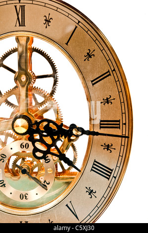 Antique clock isolated on white Stock Photo - Alamy