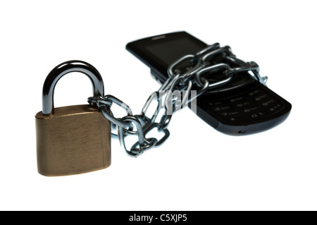 Phone locked on white background Stock Photo