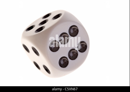 Dice Image with 6, 5 and 4 facing on white background Stock Photo