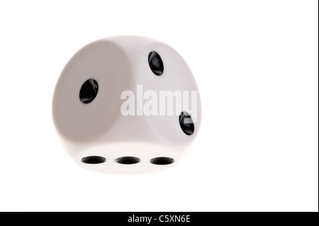 Dice image with numbers 1, 2 and 3 facing on over white background Stock Photo