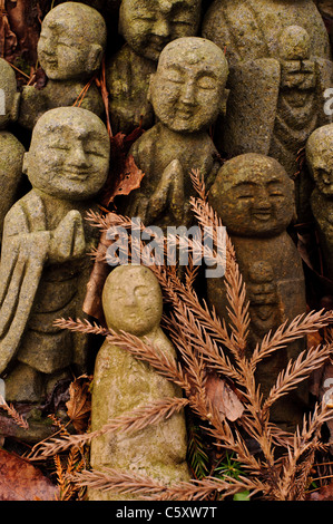 People bring jizo buddhist statues to the small shrine from all over ...