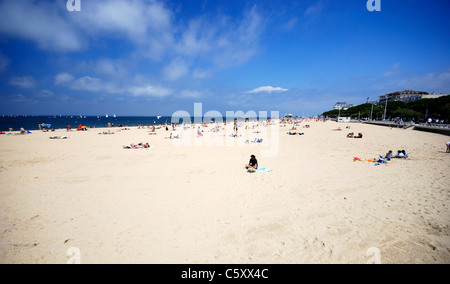 Beach life at the Arcachon Beach, Plage d’Arcachon, in south-western France. Stock Photo