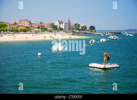 Beach life at the Arcachon Beach, Plage d’Arcachon, in south-western France. Stock Photo