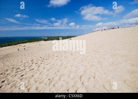 View from Dune of Pilat (aka Dune of Pyla) by Arcachon Bay, France, the biggest sand dune in Europe: 107 m high and 3 km long. Stock Photo