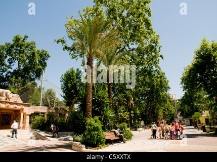 The grounds of Lisbon Zoo, with the entrance to the Tiger enclosure on the left of the image. Stock Photo