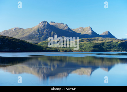 Ben Loyal and the Kyle of Tongue, near Tongue, Sutherland, Highland, Scotland, UK. Stock Photo