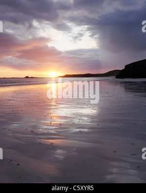 Sunset at Balnakiel Bay, near Durness, Sutherland, Highland, Scotland, UK. Stock Photo