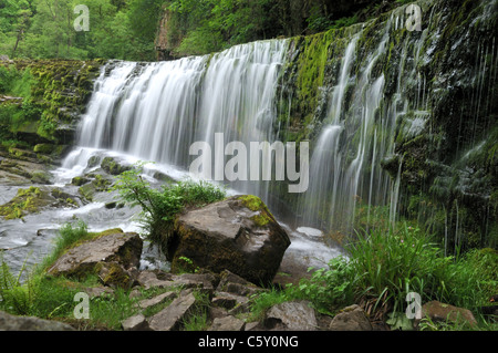 Sgwd Isaf Clun-Gwyn - 'Fall of the lower white meadow', Brecon Beacons national park, south Wales, UK Stock Photo