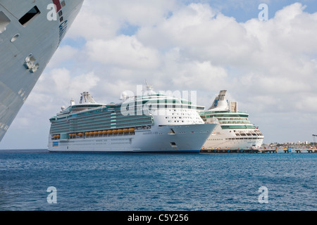 Cruise ships docked in the port at Cozumel, Mexico in the Caribbean Sea Stock Photo