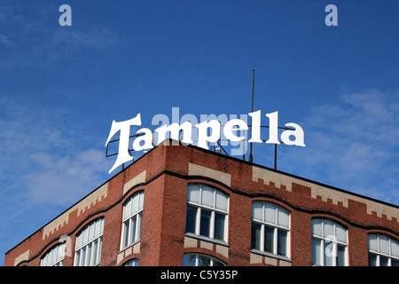 Tampella sign on the roof of their old factory building Stock Photo