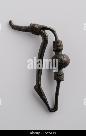 Bronze Fibula foot area of ' La Tene ' type 5, 5 x 3.5 cms - Second Iron Age in  ' Burgo de Santiuste Museum '- SPAIN Stock Photo
