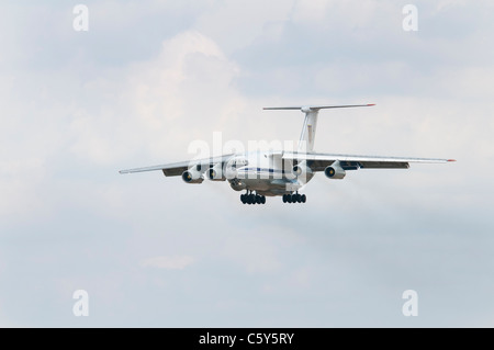 Ukrainian Air Force heavy transport aircraft Ilyushin Il-76 78820 on final approach for its arrival at the 2011 Air Tattoo Stock Photo