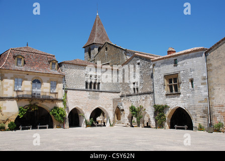 Empty Market Square Monpazier Stock Photo