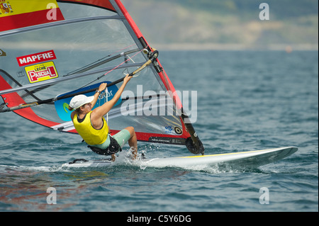 Marina Alabau (ESP), RS:X women's windsurfer, Sailing Olympic Test Event, Weymouth, England Stock Photo
