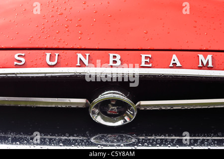Bonnet and chrome radiator emblem of a classic Sunbeam motor car Stock Photo