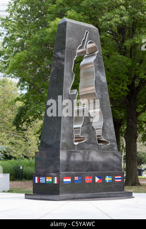 'The Universal Solider' monument in the New York Korean War Veterans Memorial in Battery Park in New York City. Stock Photo