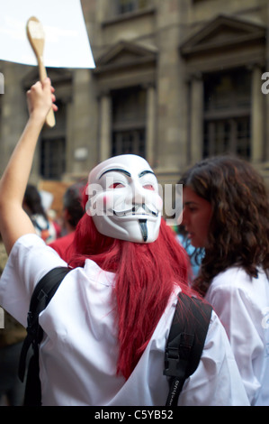 -Spanish Revolution- Demonstration 15M Movement in Barcelona, Spain. Stock Photo