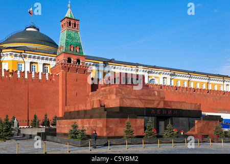 The Mausoleum of Lenin and Kremlin wall on Red Square, Moscow, Russia. Stock Photo