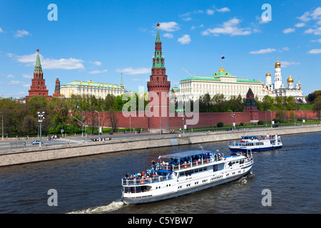 The Moscow Kremlin and the Moscow River. View from the Big Stone Bridge. Russia. Stock Photo