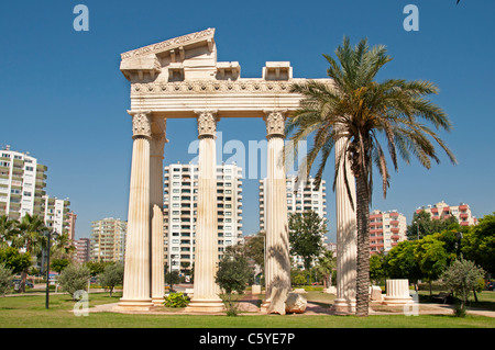 Mersin Turkey  copy replica of Side Temple of Apollo Athena Apollon Roman Stock Photo