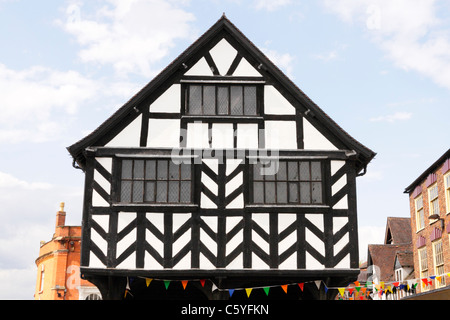 The Market House in market place and High Street, Ledbury town,  Herefordshire. Stock Photo