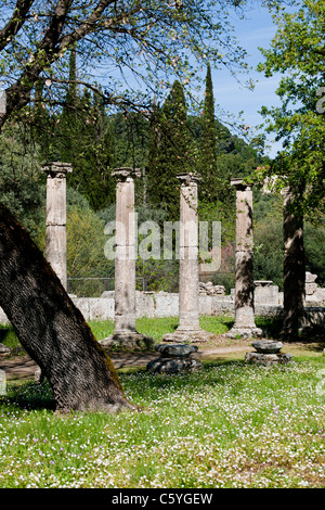 Ancient Olympia,home to Greece's Games 776 BC,Archaeological site & Museum,Gymnasium,Palaestra,Wrestling School,Katakolon,Greece Stock Photo