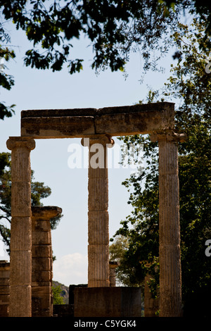 Ancient Olympia,home to Greece's Games 776 BC,Archaeological site & Museum,Gymnasium,Palaestra,Wrestling School,Katakolon,Greece Stock Photo