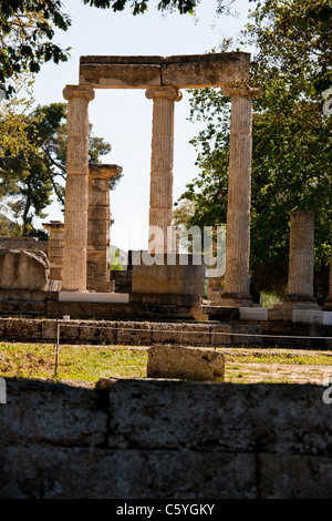 Ancient Olympia,home to Greece's Games 776 BC,Archaeological site & Museum,Gymnasium,Palaestra,Wrestling School,Katakolon,Greece Stock Photo