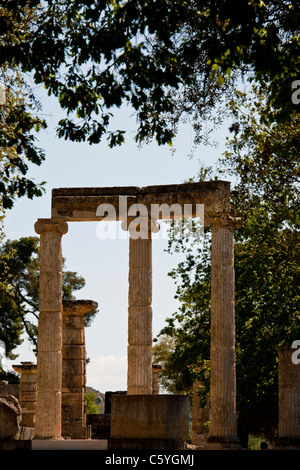 Ancient Olympia,home to Greece's Games 776 BC,Archaeological site & Museum,Gymnasium,Palaestra,Wrestling School,Katakolon,Greece Stock Photo