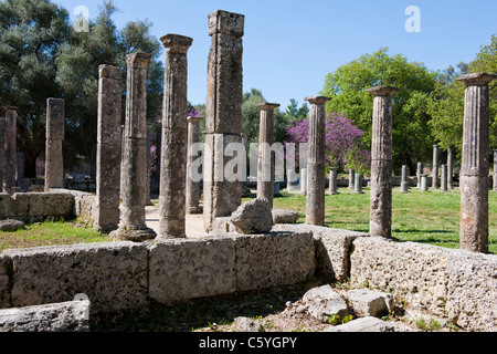 Ancient Olympia,home to Greece's Games 776 BC,Archaeological site & Museum,Gymnasium,Palaestra,Wrestling School,Katakolon,Greece Stock Photo