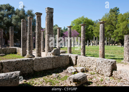 Ancient Olympia,home to Greece's Games 776 BC,Archaeological site & Museum,Gymnasium,Palaestra,Wrestling School,Katakolon,Greece Stock Photo