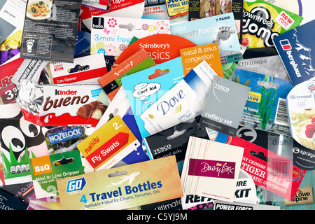 Pile of assorted product labels Stock Photo - Alamy