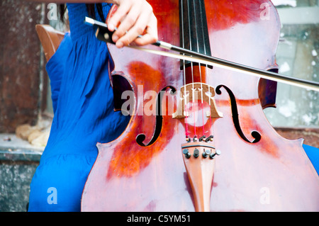 Woman playing a cello Stock Photo