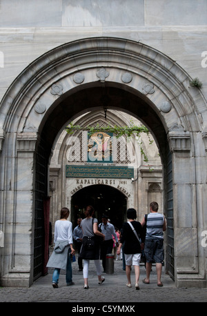 Tourists entering the Grand Bazaar or Kapali Carsi, Istanbul Stock Photo