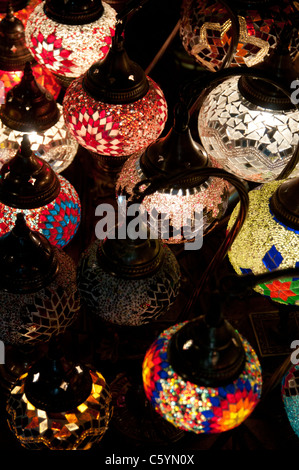 Decorative lamps on display in the Grand Bazaar, Istanbul Stock Photo