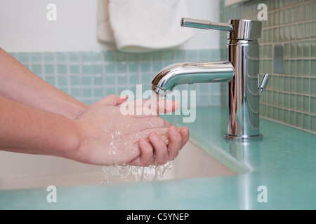 USA, Illinois, Metamora, close up of washing hands Stock Photo