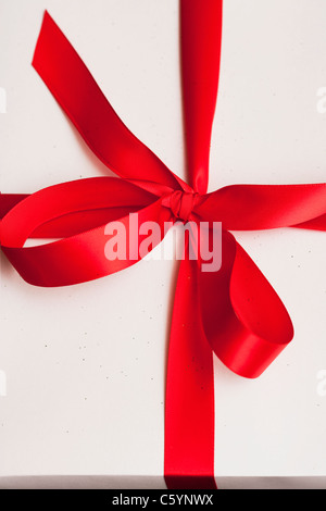 USA California, Fairfax, christmas gift with red ribbon Stock Photo