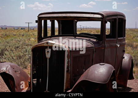 Abandoned car on route 66 in Arizona Stock Photo