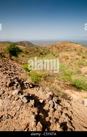 Breathtaking scenery between Jinka and Konso in the Lower Omo Valley, Southern Ethiopia, Africa. Stock Photo