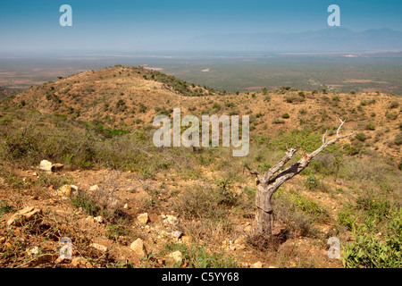 Breathtaking scenery between Jinka and Konso in the Lower Omo Valley, Southern Ethiopia, Africa. Stock Photo