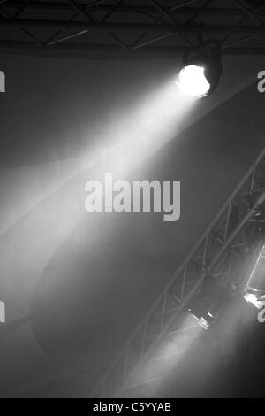 Pair of stage lights on a lighting rig Stock Photo